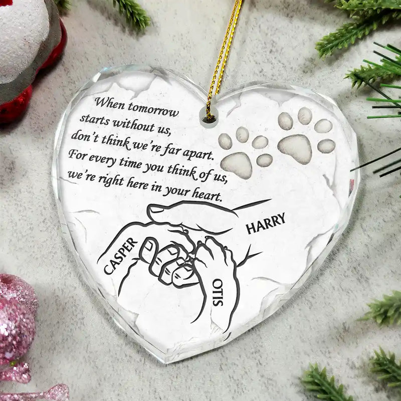 Memorial, Dog Lovers - Dog Memorial Our Hearts Still Ache In Sadness - Personalized Heart Shaped Glass Ornament