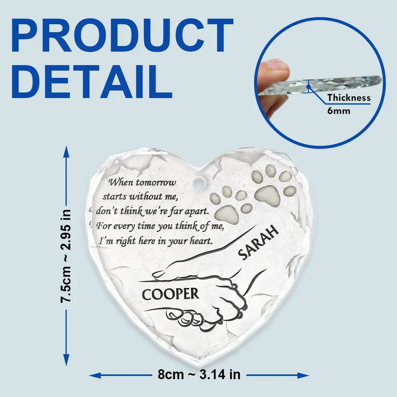 Memorial, Dog Lovers - Dog Memorial Our Hearts Still Ache In Sadness - Personalized Heart Shaped Glass Ornament