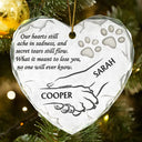 Memorial, Dog Lovers - Dog Memorial Our Hearts Still Ache In Sadness - Personalized Heart Shaped Glass Ornament