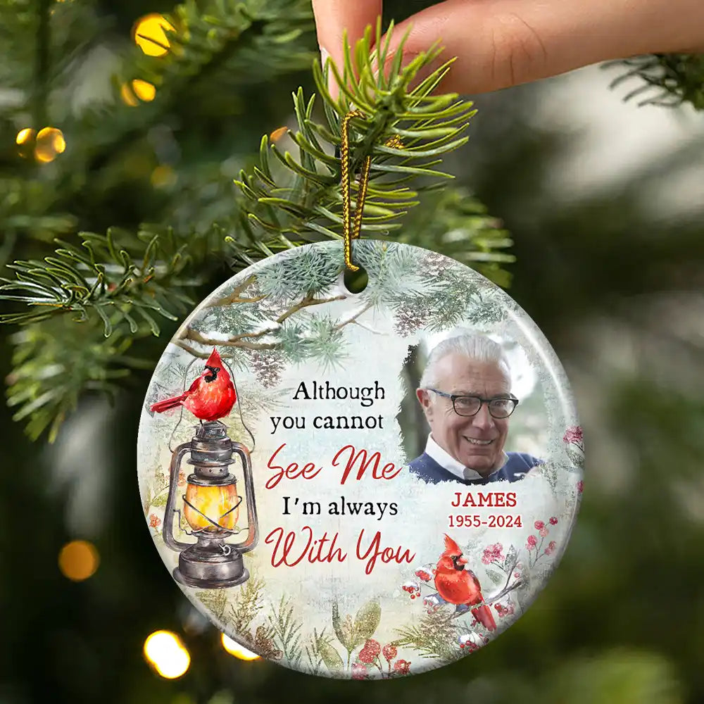 Memorial - Custom Photo Memorial Someone We Love Is In Heaven - Personalized Circle Ceramic Ornament