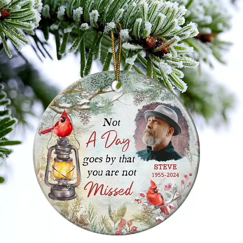 Memorial - Custom Photo Memorial Someone We Love Is In Heaven - Personalized Circle Ceramic Ornament