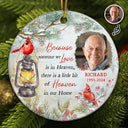 Memorial - Custom Photo Memorial Someone We Love Is In Heaven - Personalized Circle Ceramic Ornament
