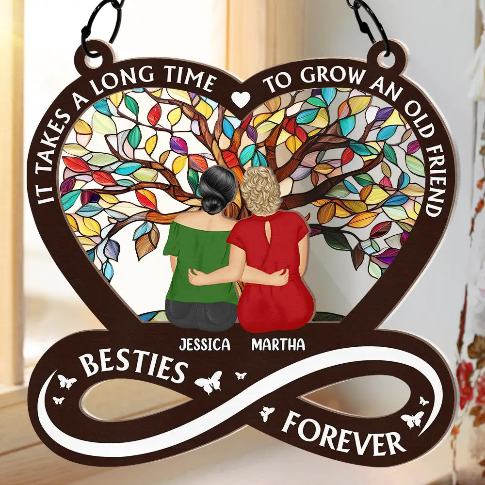 Tree Of Life It Takes A Long Time To Grow An Old Friend - Personalized Window Hanging Suncatcher Ornament