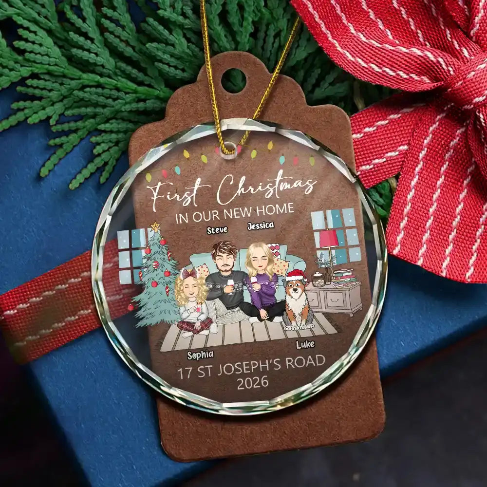 Premier Noël dans une nouvelle maison - Décoration en verre circulaire personnalisée 
