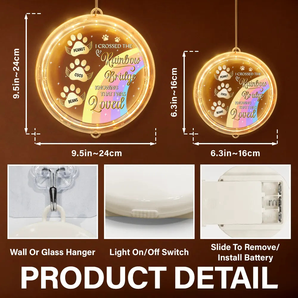 Pet Lovers - I Crossed The Rainbow Bridge Memorial Pet - Personalized LED Pendant Light