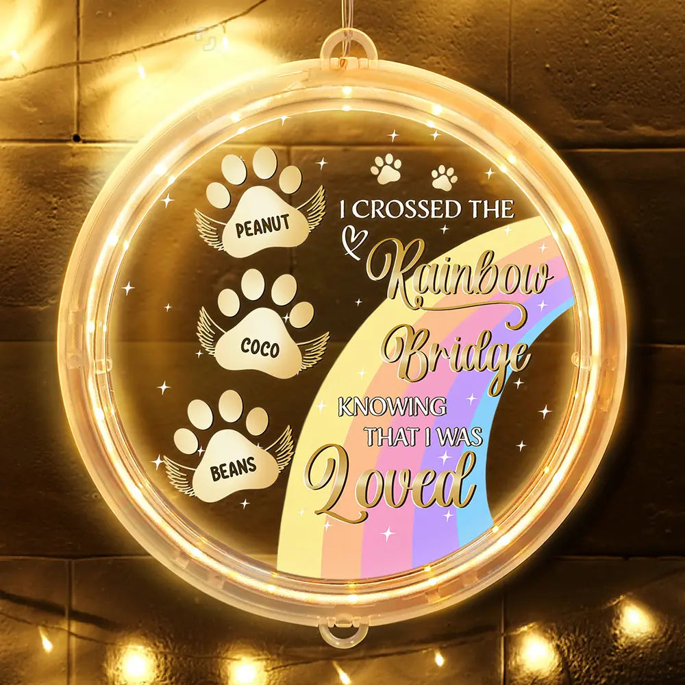 Pet Lovers - I Crossed The Rainbow Bridge Memorial Pet - Personalized LED Pendant Light