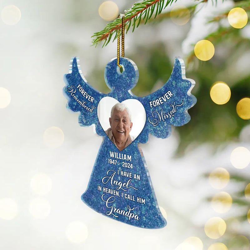 Photo personnalisée « J'ai un ange au paradis » - Ornement acrylique personnalisé en forme personnalisée 