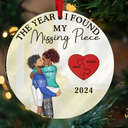 Gift For Couples - The Year I Found My Missing Piece Kissing Couples - Personalized Custom Shaped Mirror Ornament