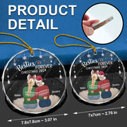 Gift For Bestie, Sisters, Sibling - Besties Forever Old Friends - Personalized Circle Glass Ornament