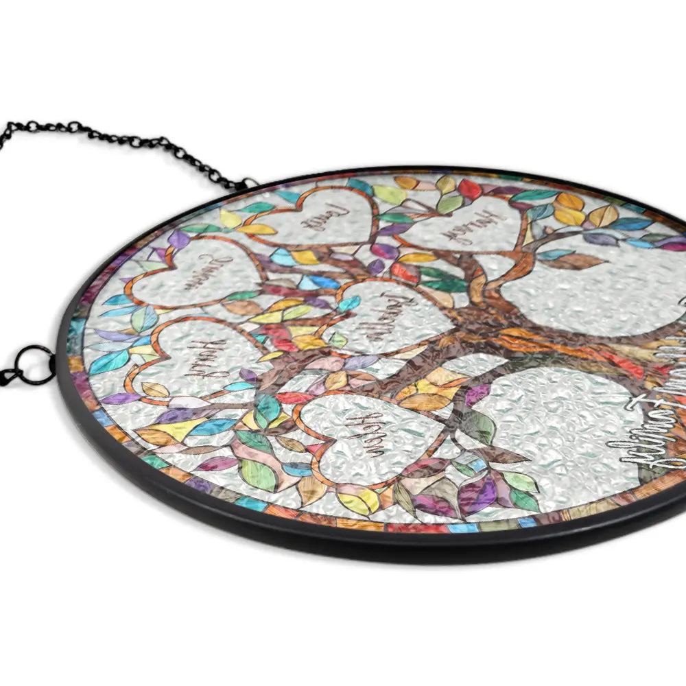 Mom’s Family Tree of Love - Personalized Stained Glass Window Hanging Suncatcher