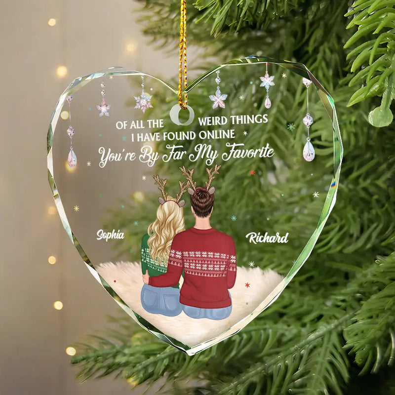 Christmas,Gift For Couples,Gift For Husband,Gift For Wife,Gift For Boyfriend,Gift For Girlfriend,Love - Of All The Weird Things - Personalized Glass Ornament