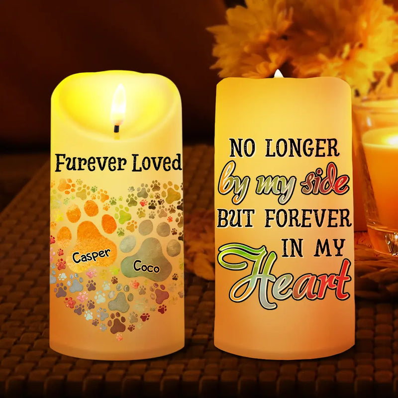 Christmas,Memorial,Pet Lovers,Dog Lovers,Cat Lovers,Sad - You Left Paw Prints On My Heart Memorial Dog Cat Pet - Personalized Flameless LED Candle