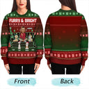 Christmas,Pet Lovers,Dog Lovers,Cat Lovers,Gift For Yourself,Happy - Happy Pawlidays Cartoon Dogs Cats Neon Christmas Light Style - Personalized Unisex Ugly Sweater