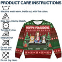 Christmas,Pet Lovers,Dog Lovers,Cat Lovers,Gift For Yourself,Happy - Happy Pawlidays Cartoon Dogs Cats Neon Christmas Light Style - Personalized Unisex Ugly Sweater