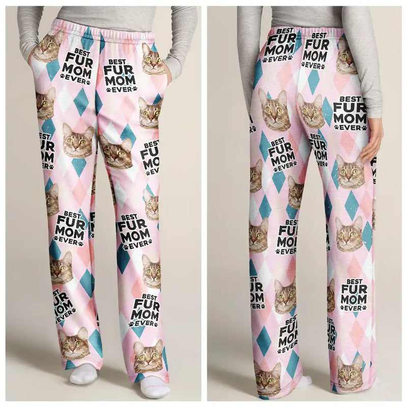 Pet Lovers - Custom Photo Best Dog Mom Cat Mom Ever - Personalized Pajama Pants