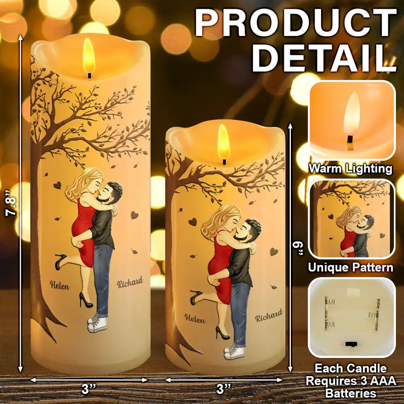 Gift For Couples, Gift For Husband, Gift For Wife, Gift For Boyfriend, Gift For Girlfriend - My Favorite Place In All The World Couple - Personalized Flameless LED Candle