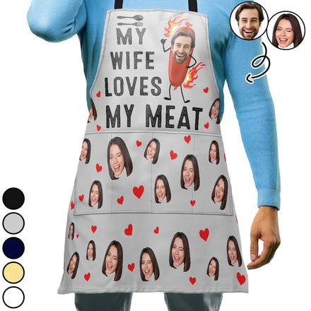 Photo personnalisée : Ma femme adore ma viande - Tablier personnalisé 