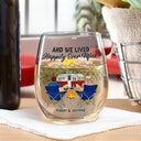 Campsite, Camping - Happy Camper - Personalized Stemless Wine Glass