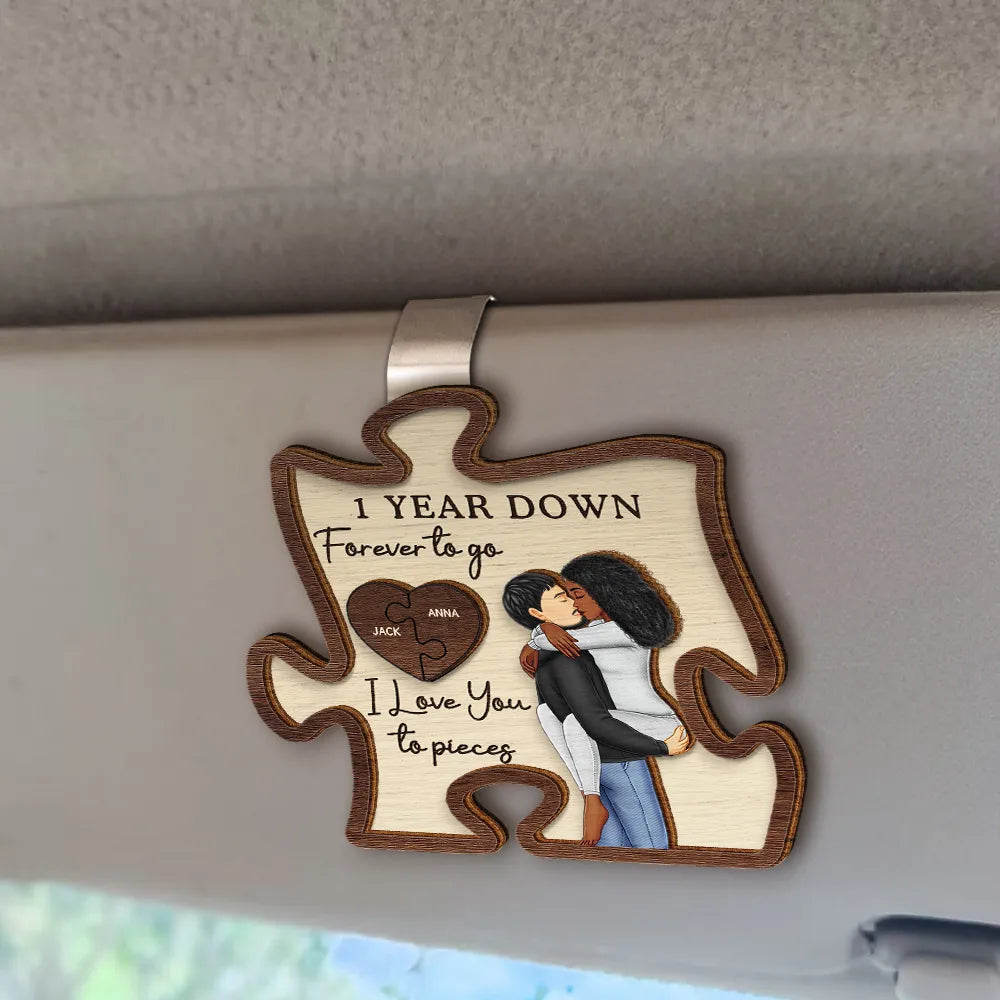 Gift For Couples,Gift For Husband,Gift For Wife,Gift For Boyfriend,Gift For Girlfriend,Love - Couple I Love You To Pieces - Personalized Custom Shaped Car Visor Clip
