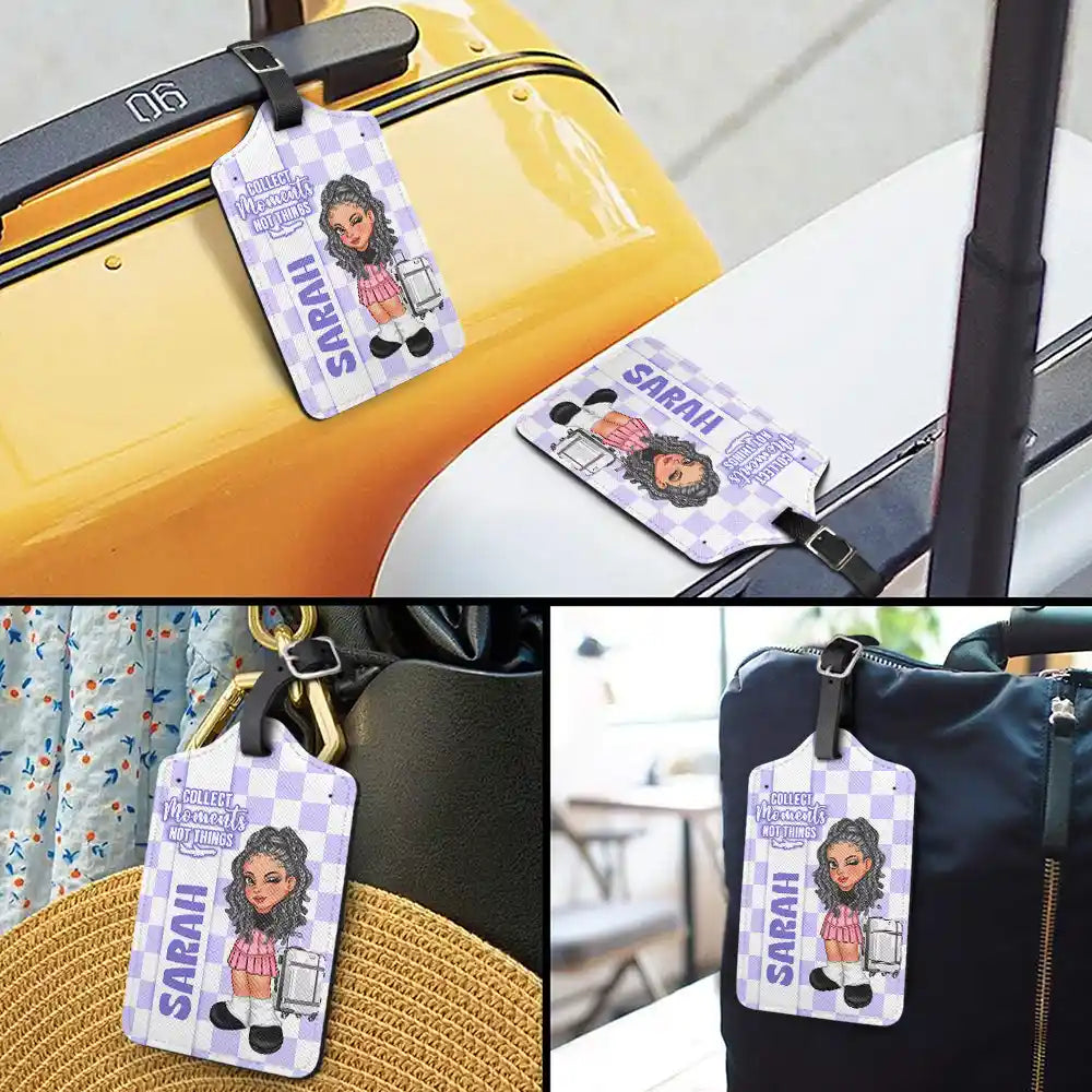 Travel, Gift For Yourself, Gift For Women, Gift For Men - Collect Moments Not Things Travel Lover Y2K - Personalized Luggage Tag