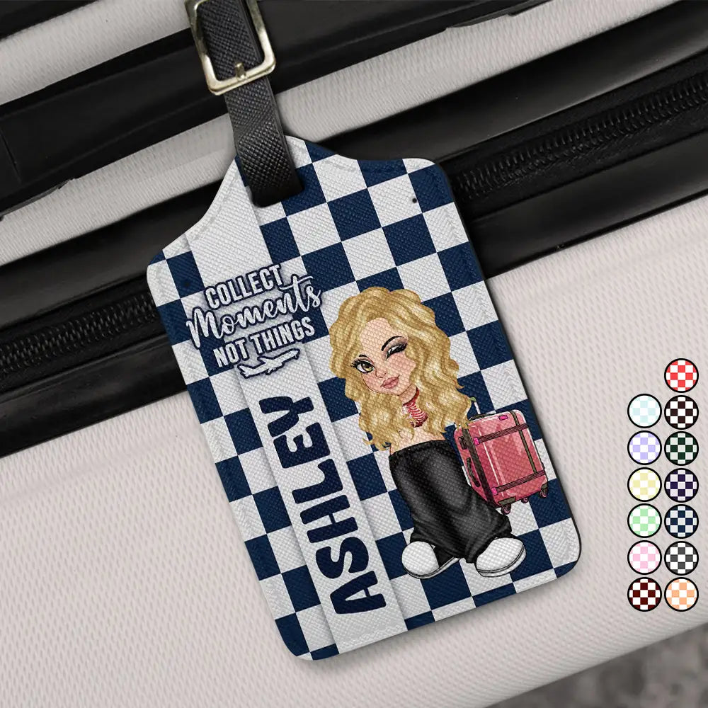 Travel, Gift For Yourself, Gift For Women, Gift For Men - Collect Moments Not Things Travel Lover Y2K - Personalized Luggage Tag