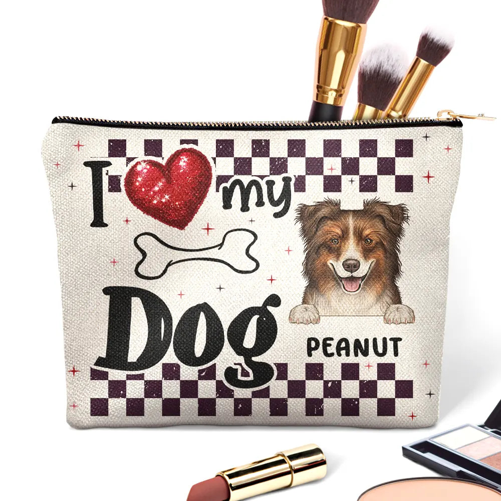 Dog Lovers, Pet Lovers - I Love My Dog - Personalized Cosmetic Bag
