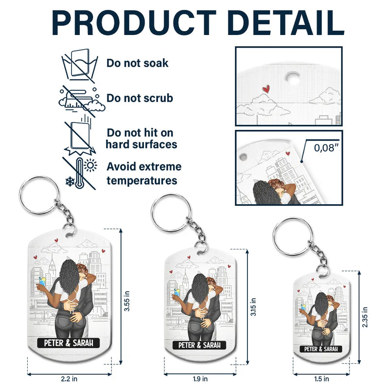 Gift For Couples, Gift For Husband, Gift For Wife, Gift For Boyfriend, Gift For Girlfriend - Drive Safe Your Wife Loves You - Personalized Aluminum Keychain
