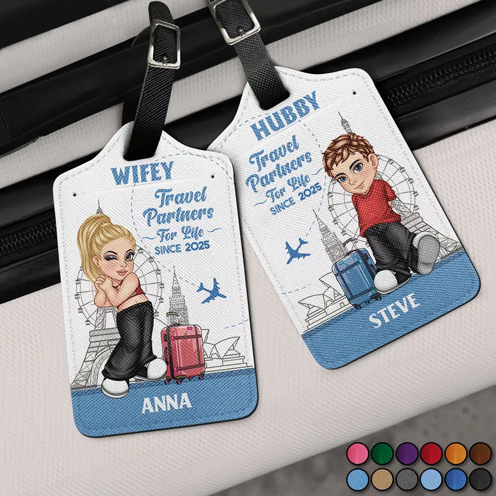 Y2K Couple Travel Partners For Life - Personalized Combo 2 Luggage Tags