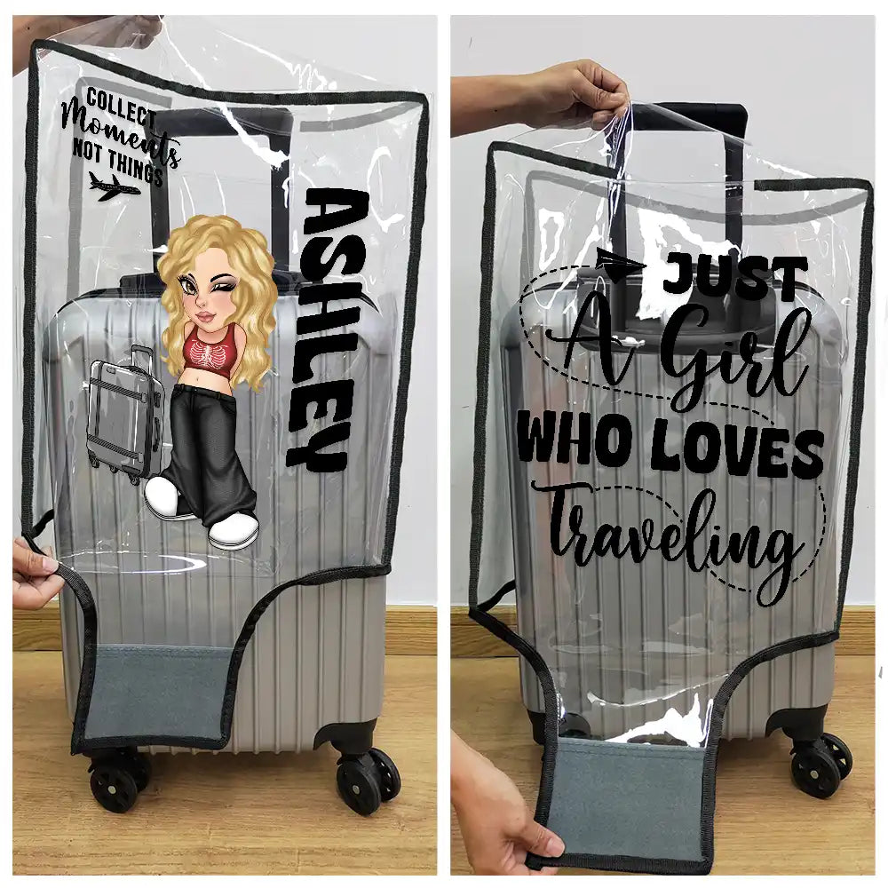 Travel, Gift For Yourself, Gift For Women, Gift For Men - Collect Moments Not Things Travel Lover Y2K - Personalized Clear Luggage Cover