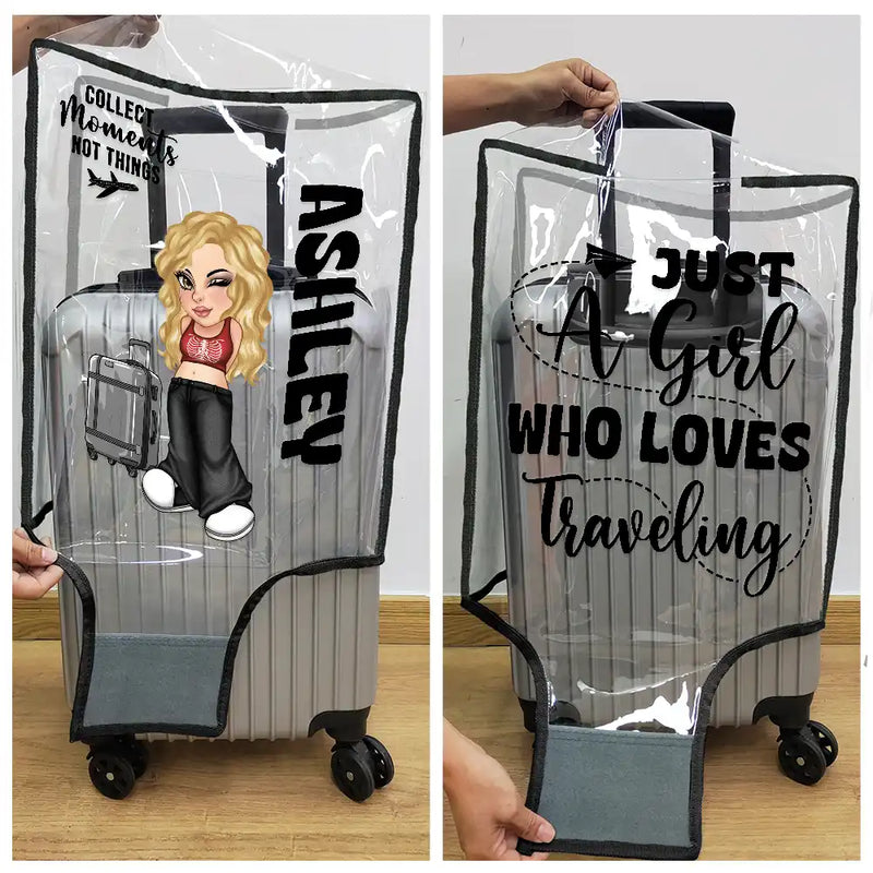 Travel, Gift For Yourself, Gift For Women, Gift For Men - Collect Moments Not Things Travel Lover Y2K - Personalized Clear Luggage Cover