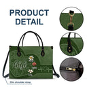 Gift For Grandma,Gift For Mother,Gift For Women,Happy - Grandma Mom Kids Birth Flowers Blooming In Love - Personalized Leather Bag