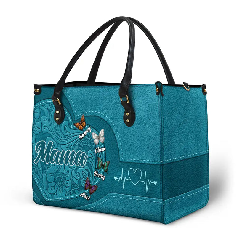 Gift For Grandma,Gift For Mother,Gift For Women,Happy - Grandma Mom Butterflies - Personalized Leather Bag
