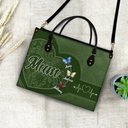 Gift For Grandma,Gift For Mother,Gift For Women,Happy - Grandma Mom Butterflies - Personalized Leather Bag