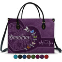 Gift For Grandma,Gift For Mother,Gift For Women,Happy - Grandma Mom Butterflies - Personalized Leather Bag