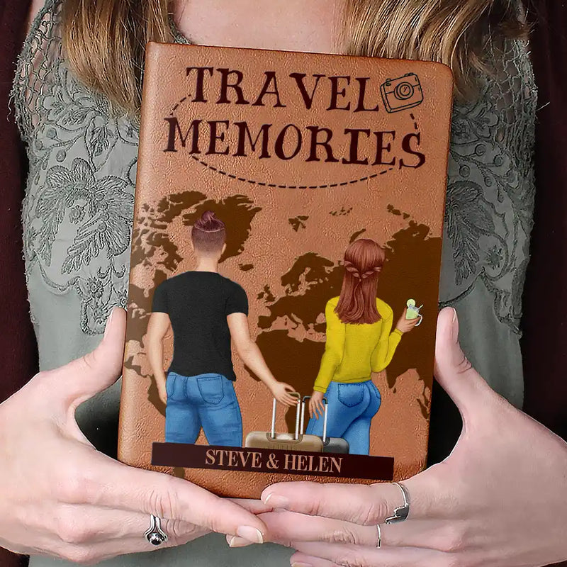Travel, Gift For Couples, Gift For Husband, Gift For Wife, Gift For Boyfriend, Gift For Girlfriend - Our Adventure Book Travel Couple - Personalized Leather Journal
