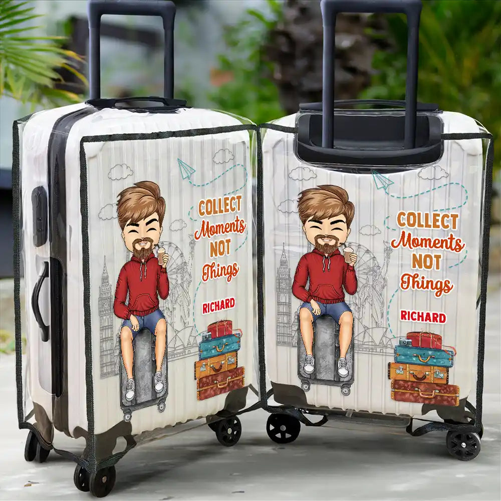 Travel,Gift For Yourself,Gift For Women,Gift For Men,Happy - It's On My List Travel Lover - Personalized Clear Luggage Cover