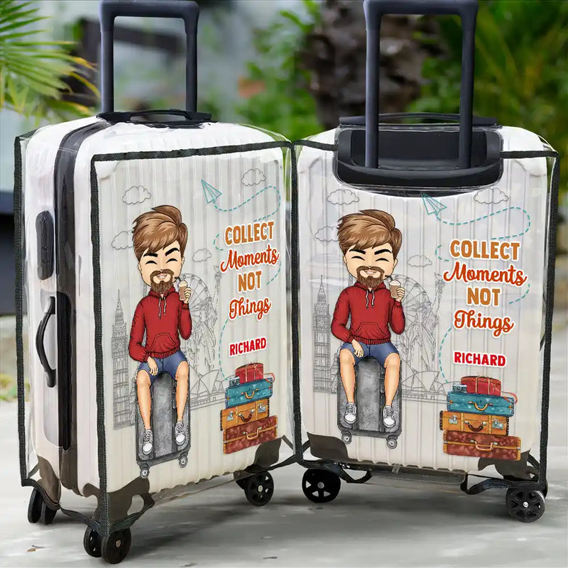 Travel,Gift For Yourself,Gift For Women,Gift For Men,Happy - It's On My List Travel Lover - Personalized Clear Luggage Cover