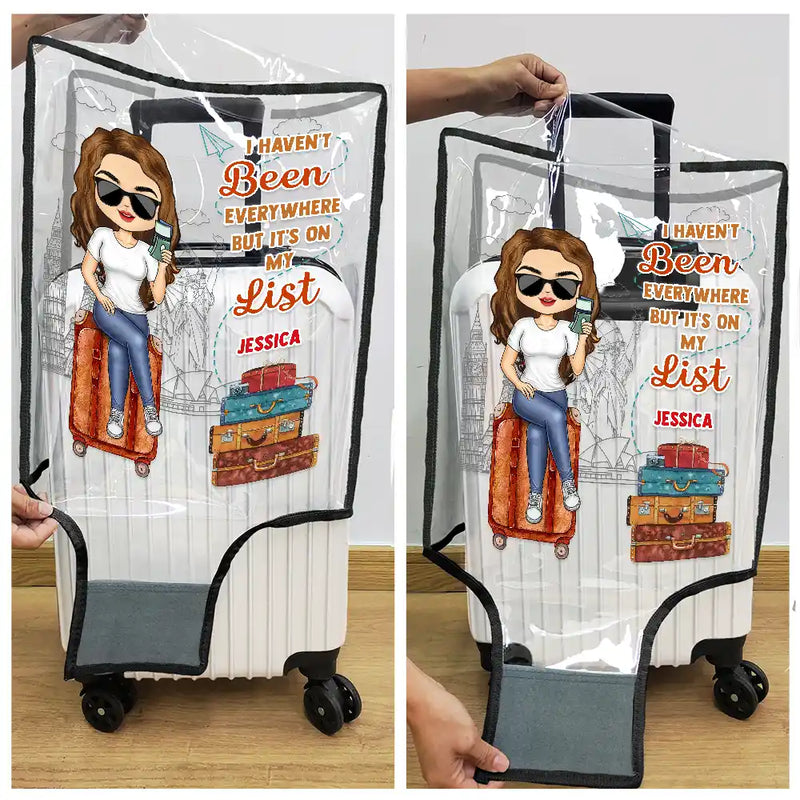 Travel,Gift For Yourself,Gift For Women,Gift For Men,Happy - It's On My List Travel Lover - Personalized Clear Luggage Cover