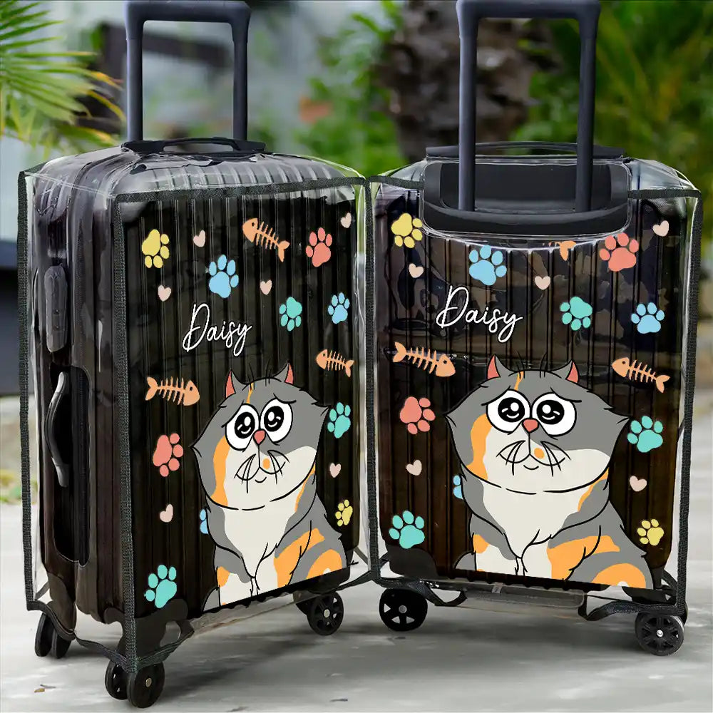 Travel, Cat Lovers - My Lovely Fur Babies Cartoon Cats - Personalized Clear Luggage Cover