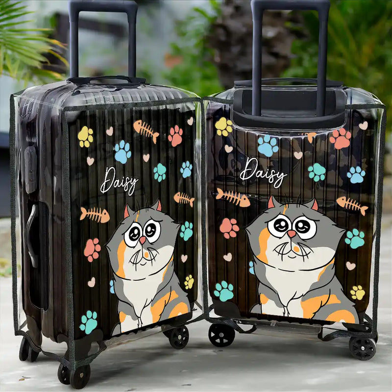Travel, Cat Lovers - My Lovely Fur Babies Cartoon Cats - Personalized Clear Luggage Cover