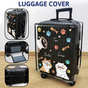Travel, Cat Lovers - My Lovely Fur Babies Cartoon Cats - Personalized Clear Luggage Cover
