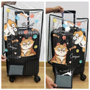 Travel, Cat Lovers - My Lovely Fur Babies Cartoon Cats - Personalized Clear Luggage Cover