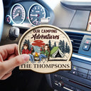 Gift For Husband,Gift For Couples,Gift For Wife,Gift For Boyfriend,Gift For Girlfriend,Camping,Campsite,Happy - And So The Adventure Begins - Personalized Custom Shaped Car Visor Clip