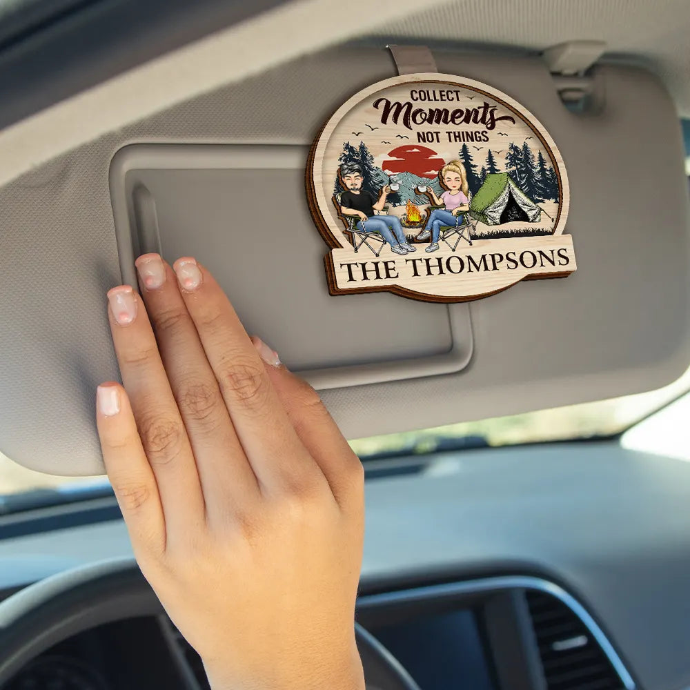 Gift For Husband,Gift For Couples,Gift For Wife,Gift For Boyfriend,Gift For Girlfriend,Camping,Campsite,Happy - And So The Adventure Begins - Personalized Custom Shaped Car Visor Clip