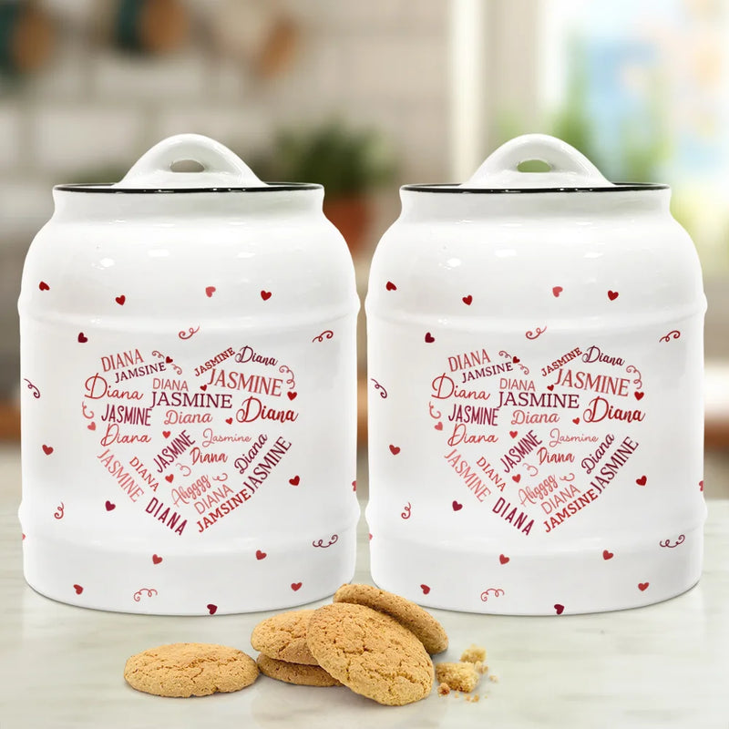 Family Kid Names Sweetheart - Personalized Cookie Jar