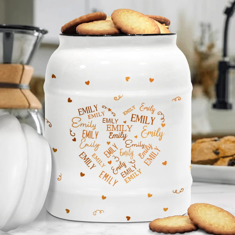 Family Kid Names Sweetheart - Personalized Cookie Jar