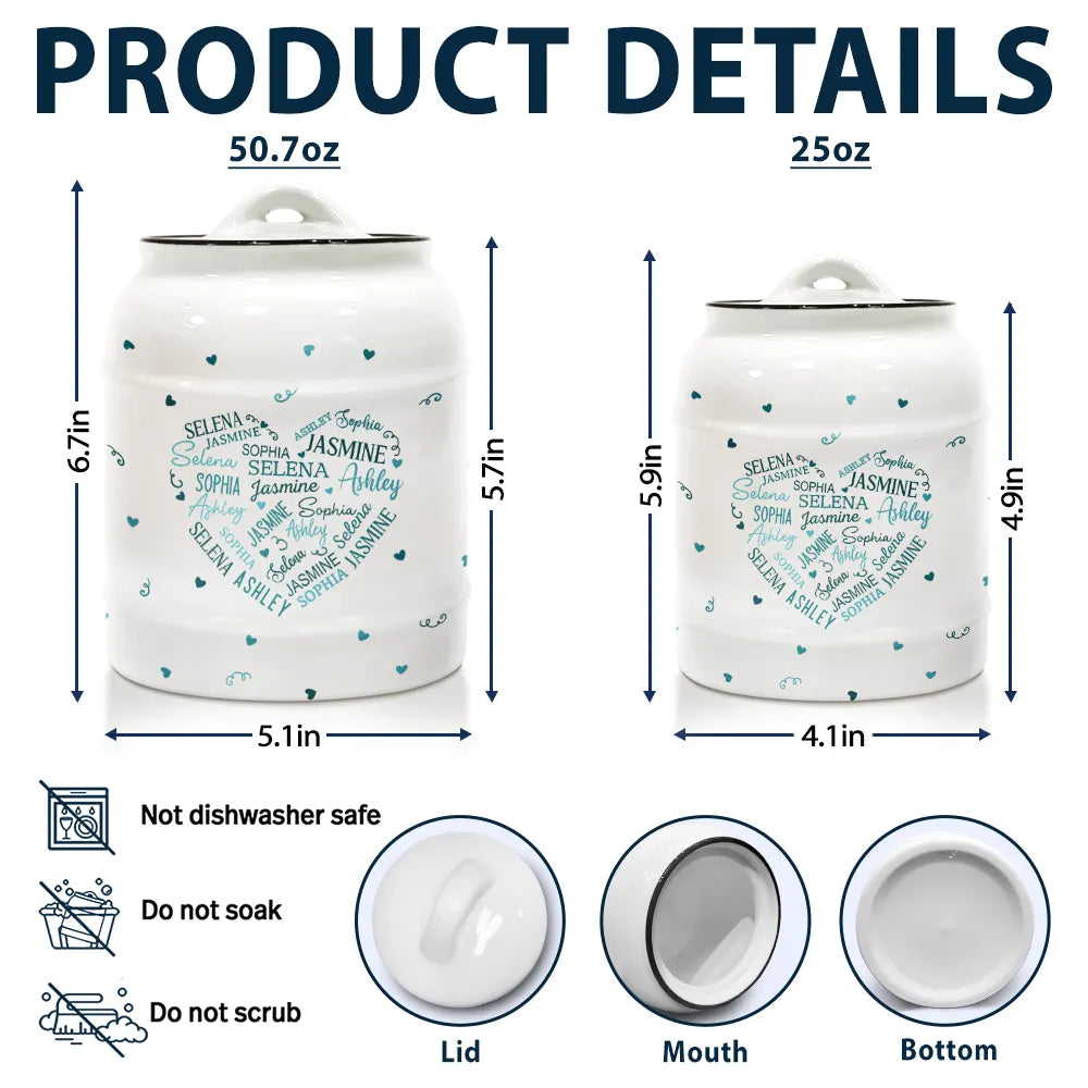 Family Kid Names Sweetheart - Personalized Cookie Jar