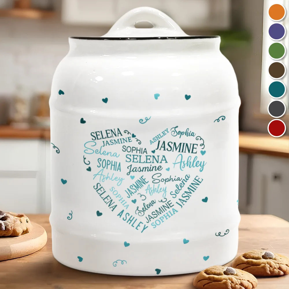 Family Kid Names Sweetheart - Personalized Cookie Jar