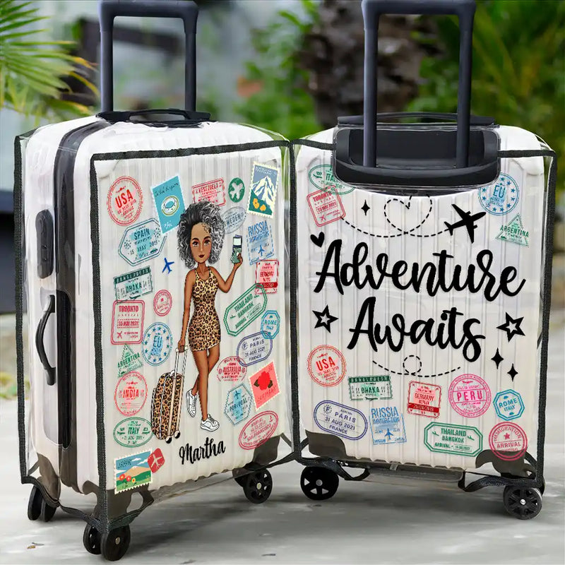 Travel, Gift For Yourself, Gift For Women, Gift For Men - Travel Is My Therapy - Personalized Clear Luggage Cover