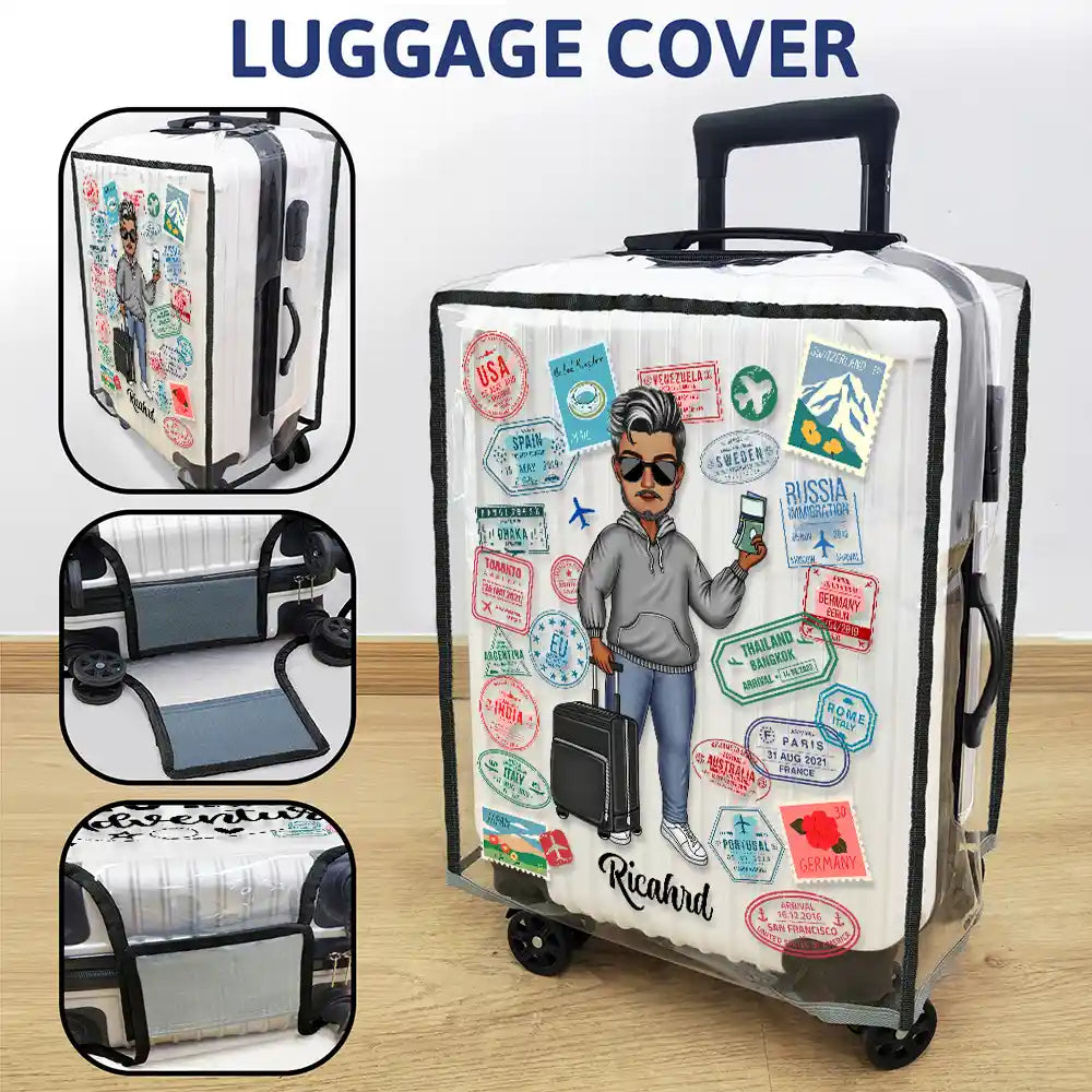 Travel, Gift For Yourself, Gift For Women, Gift For Men - Travel Is My Therapy - Personalized Clear Luggage Cover